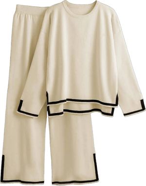 Women's Lounge Sets with Long Sleeve Knit Sweater Top and Wide Leg Pants