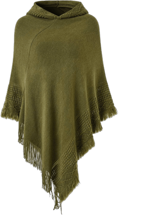 Ferand Ladies' Crochet Poncho with Fringed Hem