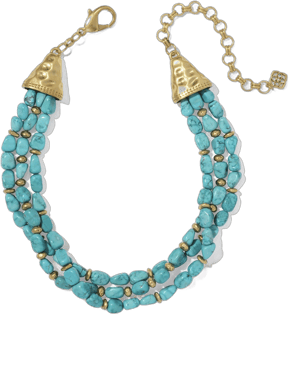 Kendra Scott Ember Vintage Gold Statement Necklace with Turquoise and Magnesite