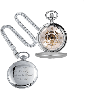 Personalized Antique Mechanical Movement Silver Pocket Watch