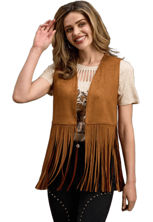 Faux Suede Fringe Vest