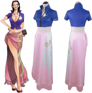 Women's One Piece Anime Nico Robin Cosplay Costume Top and Wrap Dress