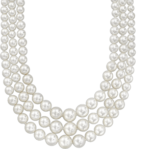 Sterling Silver Graduated Shell Pearl 3-Strand Necklace