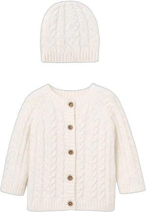 Baby Horseshoe Cable Knit Cardigan & Hat Set