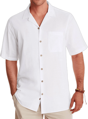 Men's Linen Short Sleeve Button Down Shirt