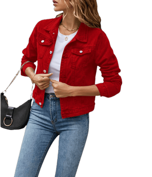 Women's Cropped Long Sleeve Denim Jacket