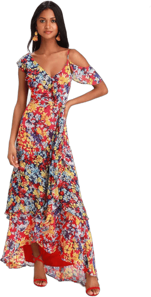 Lulus Exclusive Floral Chiffon Maxi Dress