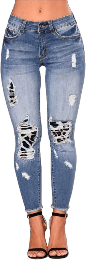 CME SHOWU Women's Stretch Skinny Ripped Jeans