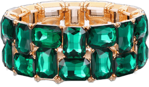 BriLove Women's Sparkling Crystal Emerald Cut Stretch Bangle Bracelet