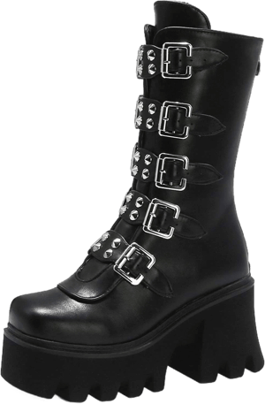 Women's Studded Wide Mid Calf Platform Boots