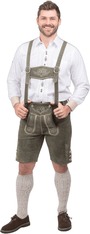 Men's Bavarian Lederhosen Shorts with Suspenders