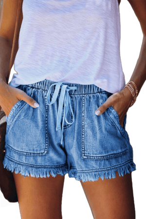 Women's Casual Baggy Elastic Waist Shorts with Drawstring