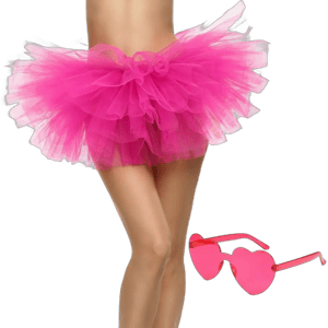 Women's & Girls' 5 Layered Tulle Tutu Skirt with Heart Sunglasses