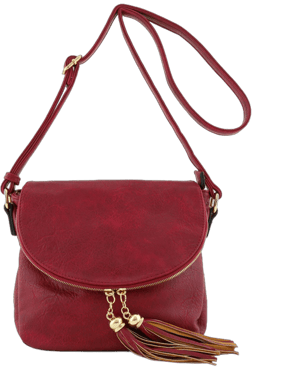 ALYSSA Tassel Accent Crossbody Bag with Flap Top