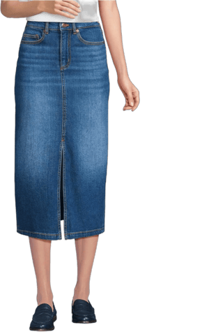 Lands' End Women's Soft Denim Midi Column Skirt