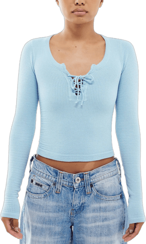 BDG Urban Outfitters Knockout Long Sleeve Tie Front Crop Top