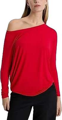 Express Women's Casual Relaxed Off The Shoulder Long Sleeve Tee