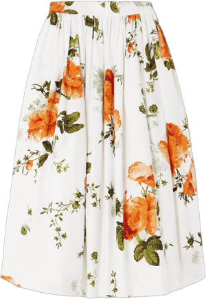 Erdem Gathered Floral-Print Cotton-Poplin Midi Skirt