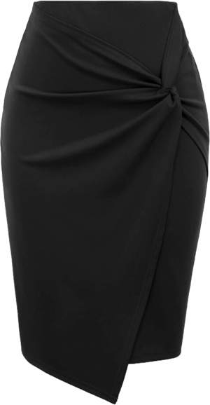 Kate Kasin Women's Elastic High Waist Wrap Front Pencil Skirt