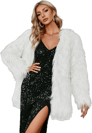 Simplee Apparel Women's Apparel Long Sleeve Fluffy Faux Fur Warm Coat