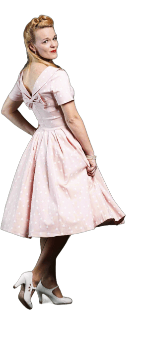 GownTown 1950s Roll Collar Swing Dress with Pockets