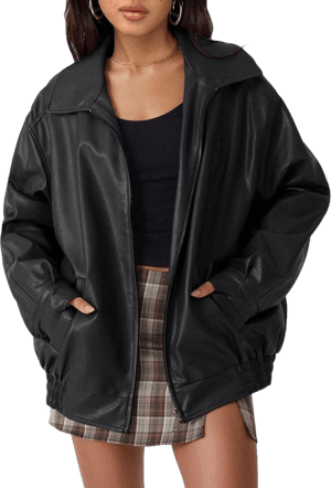 Women's Oversized Faux Leather Jacket