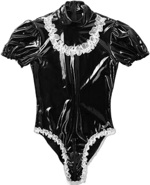 Men's Wetlook Latex Leather Sissy Maid Dress