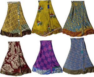 Indian Vintage Silk Wrap Skirt Set of 5