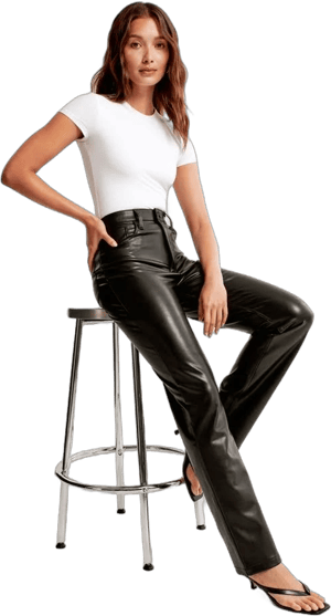 Abercrombie & Fitch Women's 90s Straight Vegan Leather Pants