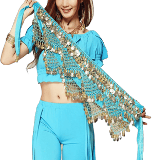 Women's Sweet Bellydance Hip Scarf with Gold Coins