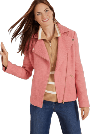 Talbots Women's Misses Tweed Moto Jacket