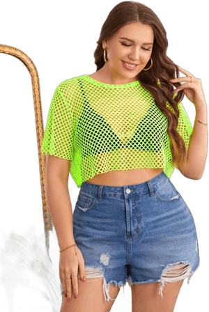 SHEIN Plus Fishnet Mesh Crop Top