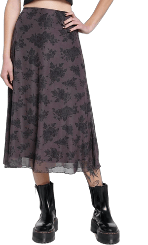 Social Collision Floral Midi Skirt