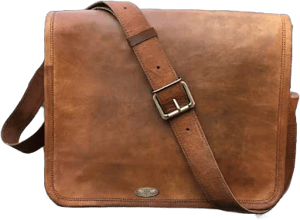 Men's Genuine Brown Goat Leather Vintage Messenger Bag Satchel