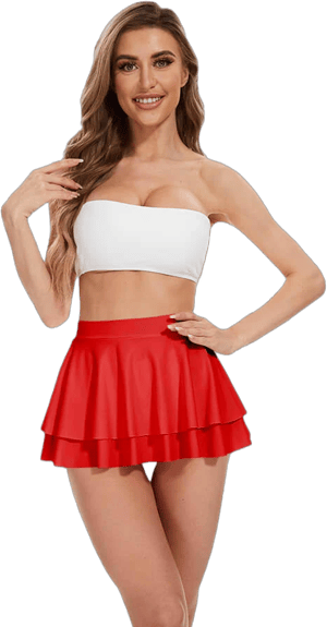 Womens Pleated Layered Mini Skirt