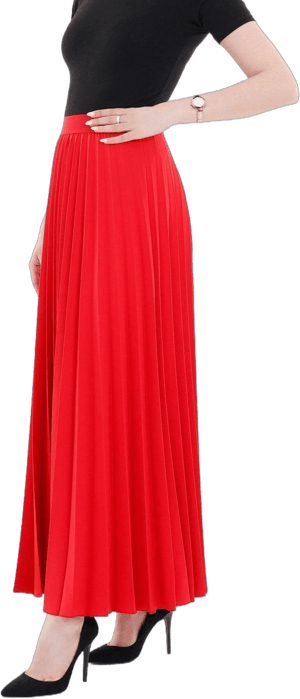 Pleated Ankle Length Maxi Skirt