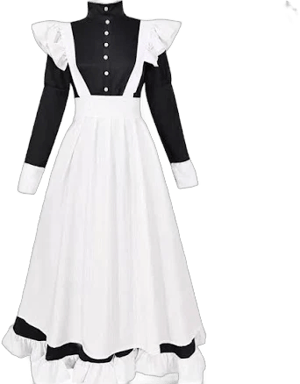 Men Women Maid Dress Gothic Ruffle Long Sleeve Waitress Cosplay Lolita