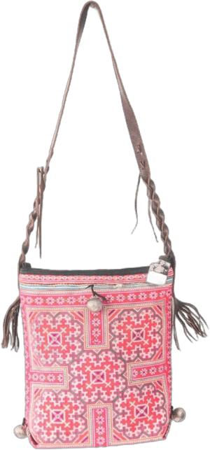 Eliza Hmong Embroidered Vintage Leather Tote