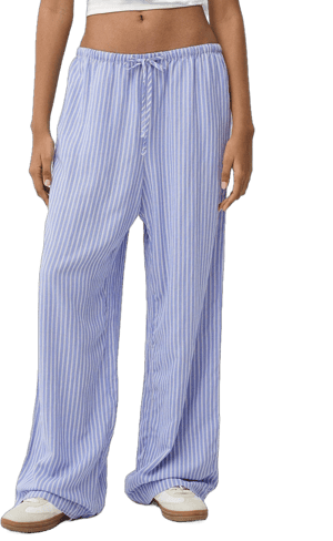 Bershka Women's Straight-Fit Striped Pants with Elastic Waist