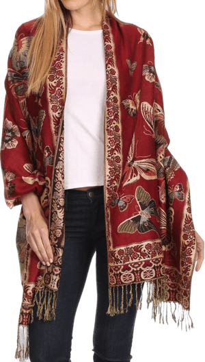 Sakkas Women's Liua Long Wide Woven Patterned Pashmina Shawl