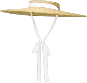 Vintage Straw Flat Top Boater Hat with Ribbon Tie