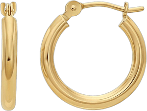 14K Yellow Gold Round Hoop Earrings