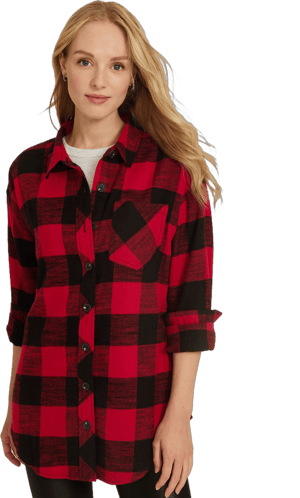 Maurices Women's Cabin Flannel Plaid Boyfriend Tunic Shirt