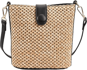 Handmade Straw Crossbody Bag with Leather Straps