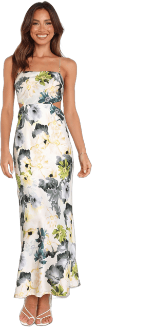 Jayne Floral Lace-Up Back Maxi Dress