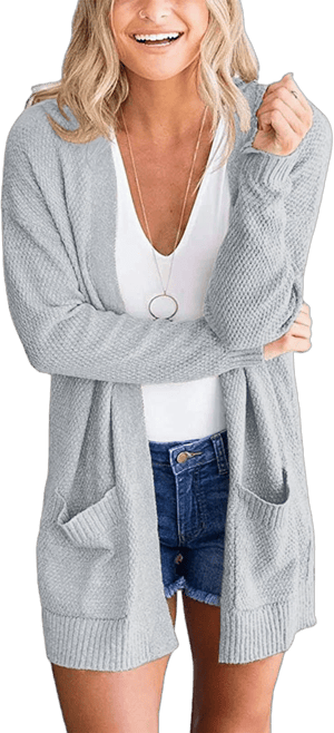 MEROKEETY Women's 2024 Long Sleeve Waffle Knit Cardigan Open Front Cozy Sweater Coat with Pockets