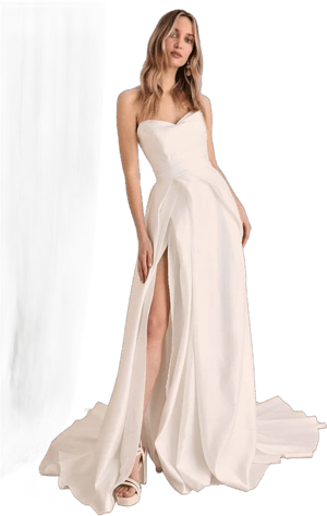 Lulus Strapless A-Line Satin Gown