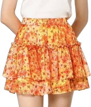 Allegra K Women's Summer Floral Tiered Ruffle Cute Mini Skirt