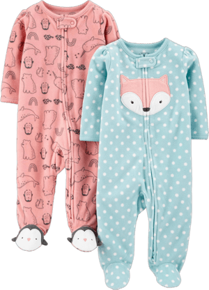 Simple Joys by Carter's Baby Girls' 2-Pack Fleece Footed Sleep and Play