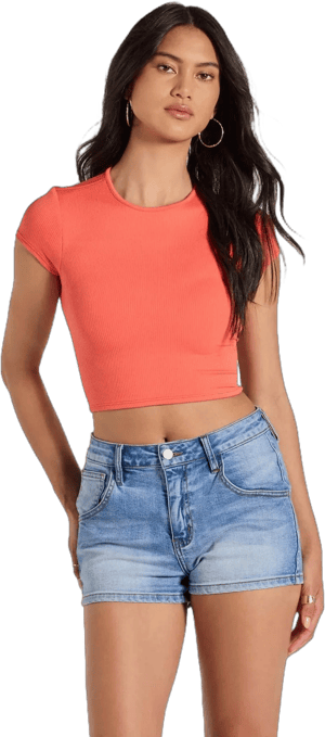 Windsor Trendy Cutie Lace-Up Ribbed Crop Top